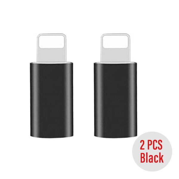 ! ACCEZZ 3 PC 5 PC Mini Micro USB Naar Verlichting OTG Adapter 8 Pin Voor iphone X XS XR 6 7 8 5 Plus Sync Charger OTG Converter Adapters: 2PC Black