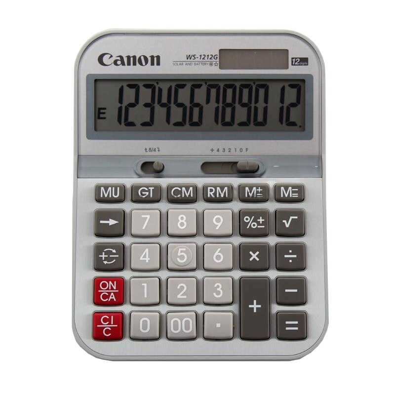 Calculadora Canon WS-1212G para oficina, Calculadora financiera, Panel Solar de Metal, ordenador mediano, 1 unidad