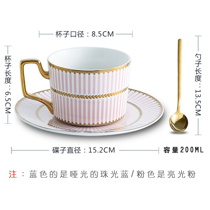 Äthiopischen Luxus Kaffee Tasse einstellen Porzellan Gold Tasse Untertasse Löffel einstellen Gestreifte Geschäft Tee Tassen Xicaras Königlichen Tasse einstellen AC50BD