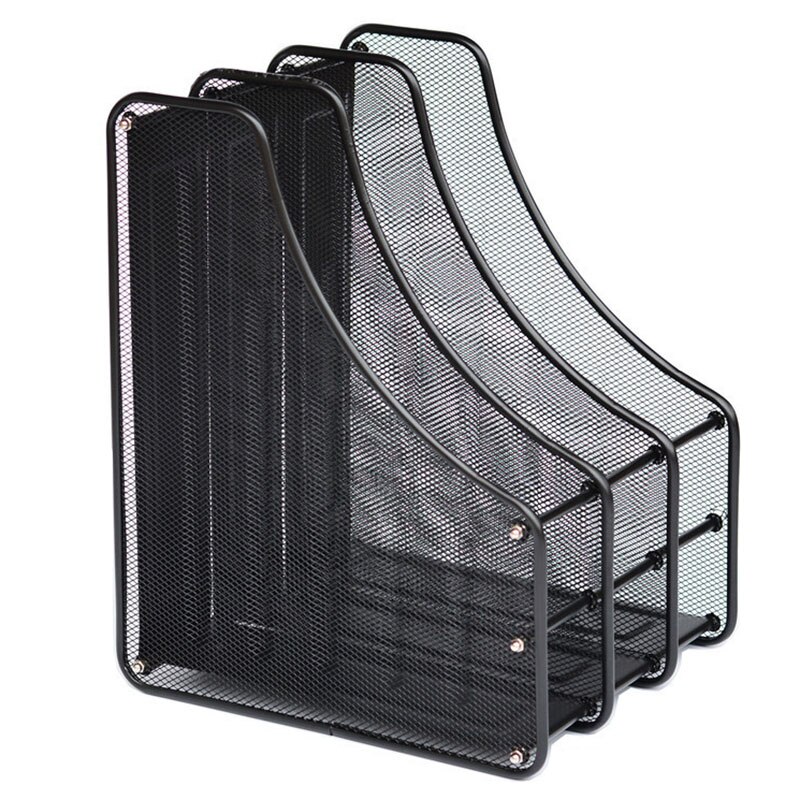 PPYY-azine File Rack, 3-Section Metal Durable and Strong File Desk Storage Rack, Suitable for Office, Home, Net Box: Default Title