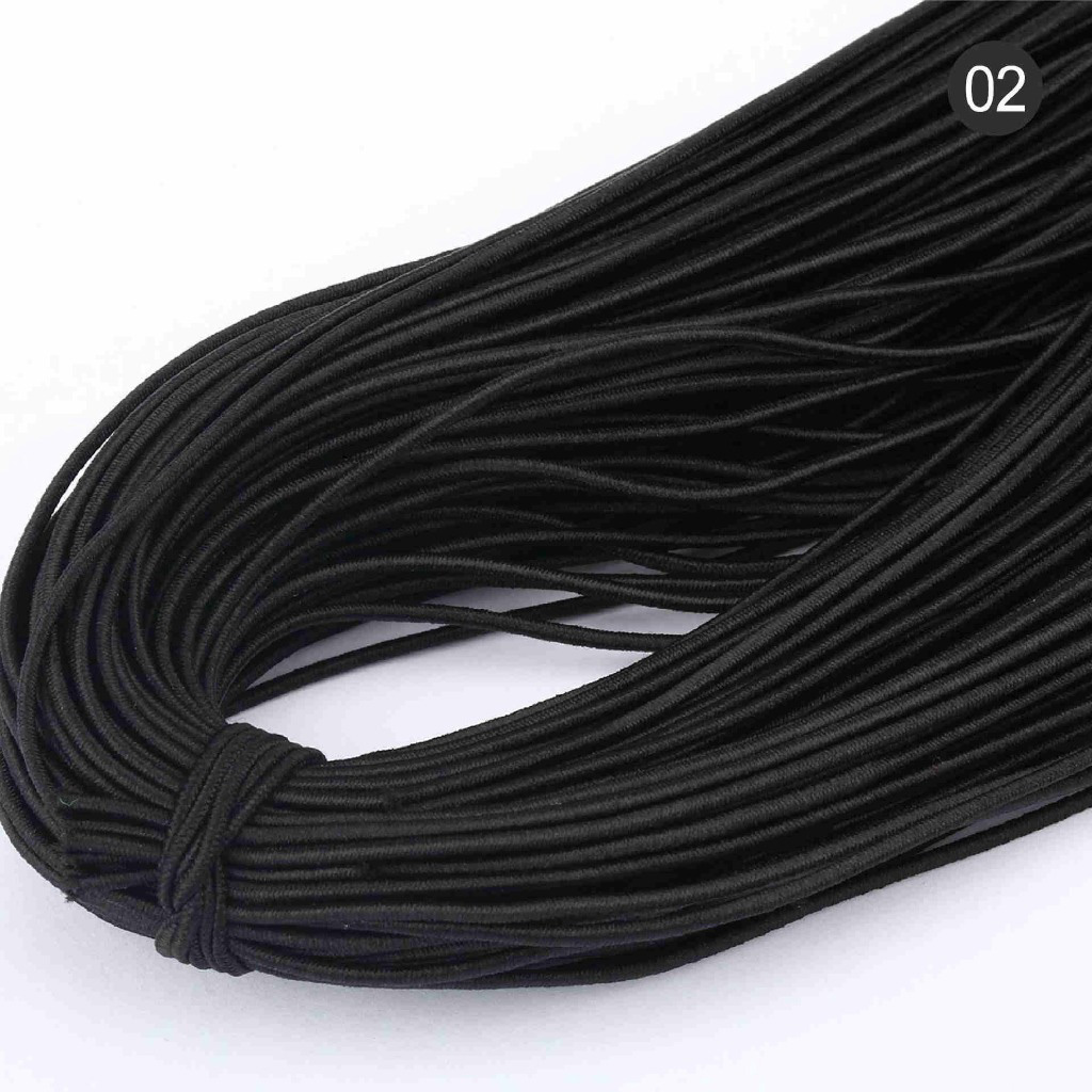 5 mètres noir blanc Multi taille 1/1.5/2/2.5/3/4mm bande élastique ronde corde élastique bande élastique ligne bricolage accessoires de couture: Black / 20mm