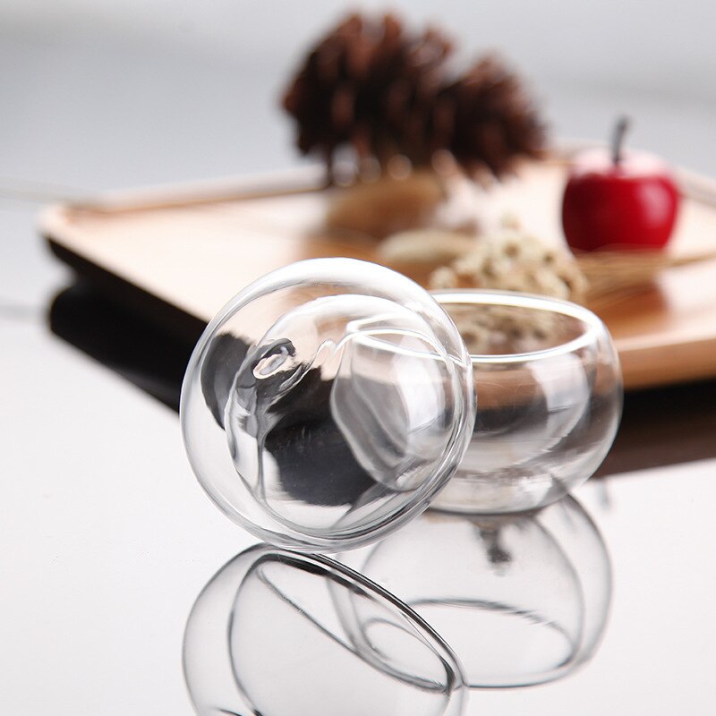 Double Wall Clear Glass Tea Cup 50ml Layer Cup Mug Heat Resistant Glass Double Cup Kung Fu Tea