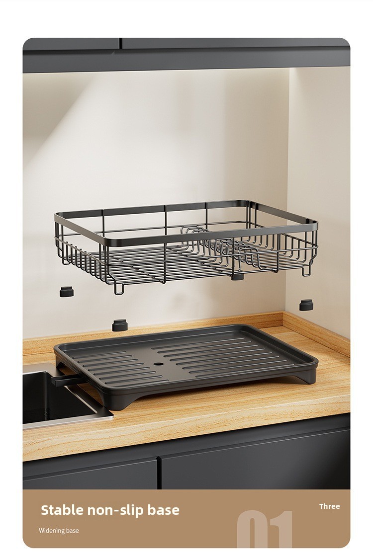 Afdruiprek, afdruiprek met grote capaciteit en afdruipplank, dubbellaagse afneembare schotelopslagorganisator voor borden, kopjes