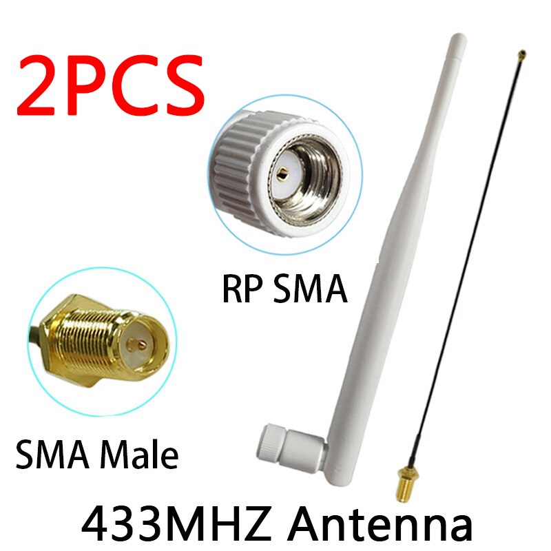 433Mhz Antenna 5dbi GSM 433mhz lora SMA connettore maschio Antenna Antenna 433m RP-SMA SMA femmina IOT Ufl./IPX prolunga cavo a spirale: 2PCS FC