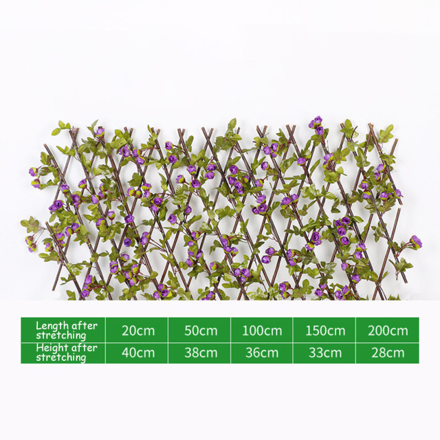 Artificial Rose Flower Garden Privacy Fence Wall Leaf Wood Telescopic Expanding Trellis Vine Climbing Frame Gardening Home Decor: Purple