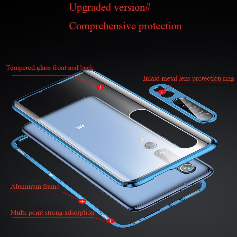 Tempered Glass Magnetic Case For Xiaomi Mi 10 Mi10 Pro 5G Global Case Flip Magnet Metal Cover For Xiomi Xiami Mi 10 Pro 10MI