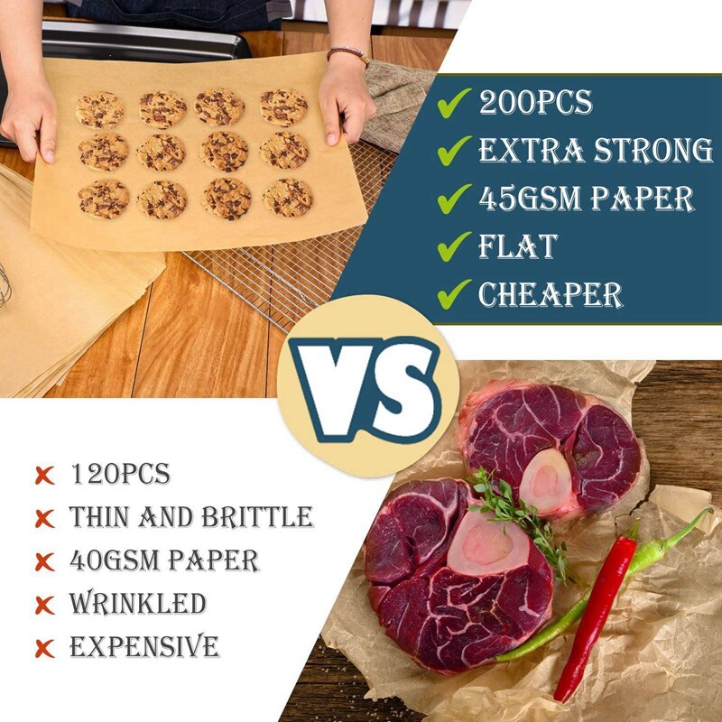 -200 Sheets of Parchment Paper Baking Sheet, 9X12 Inch Non-Stick Baking Parchment Paper, Perfect for Baking and Grilling