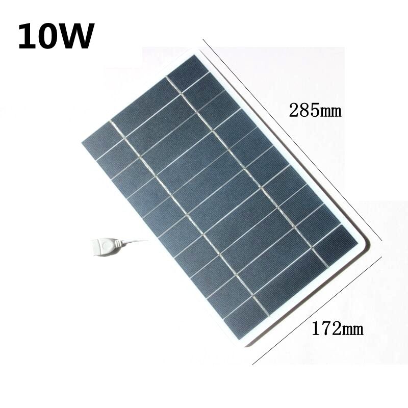 USB Solar Panel Outdoor 5W 5V Portable Solar Charger Pane Climbing Fast Charger Polysilicon Travel DIY Solar Charger Generator: 10W White