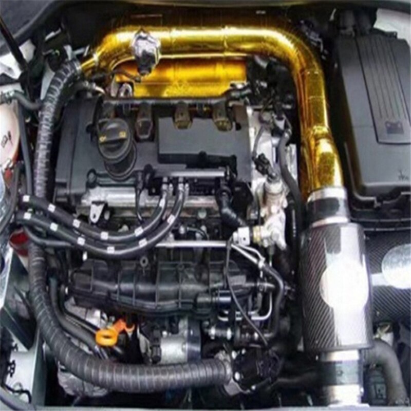Cinta térmica de aislamiento de aluminio dorado para coche, envoltura de admisión, tubo de escape de motor de calor reflectante, 2 pulgadas x 5M, a prueba de calor
