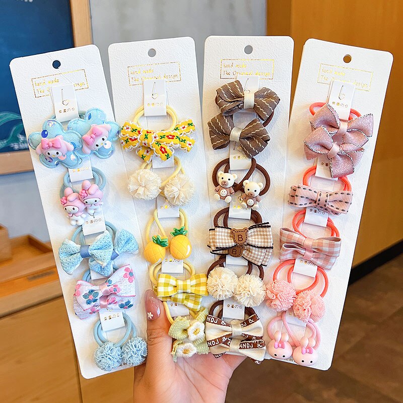 Meninas laço de cabelo de náilon colorido elástico faixas de cabelo crianças miúdo rabo de cavalo titular bandas de borracha scrunchies bandana acessórios de cabelo