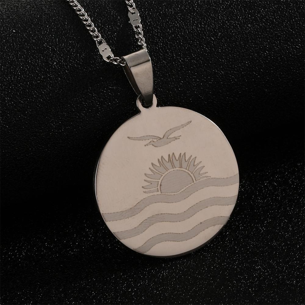 Rvs Trendy Kiribati Boboto Vlag Hanger Ketting Ronde Ketting Sieraden: Silver Plated