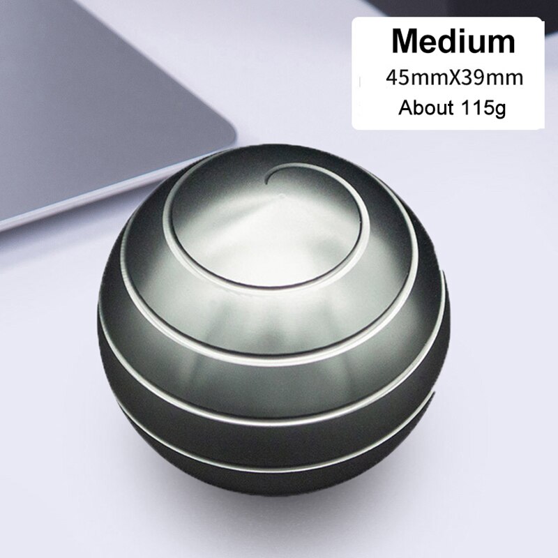 38/45/54mm Mini Desktop Stress Relief Toy Revolving Decompression Ball Desk Office Decor Art Toy Rotary Tabletop Ball for Kids: M Gray