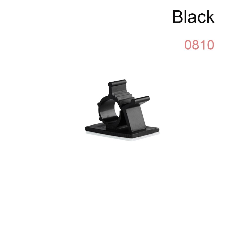 10 stk plastik kabel clips selvklæbende ledning håndtering wire holder organizer klemme fastgørelse skrivebord klemme hvid sort: 0810 sorte