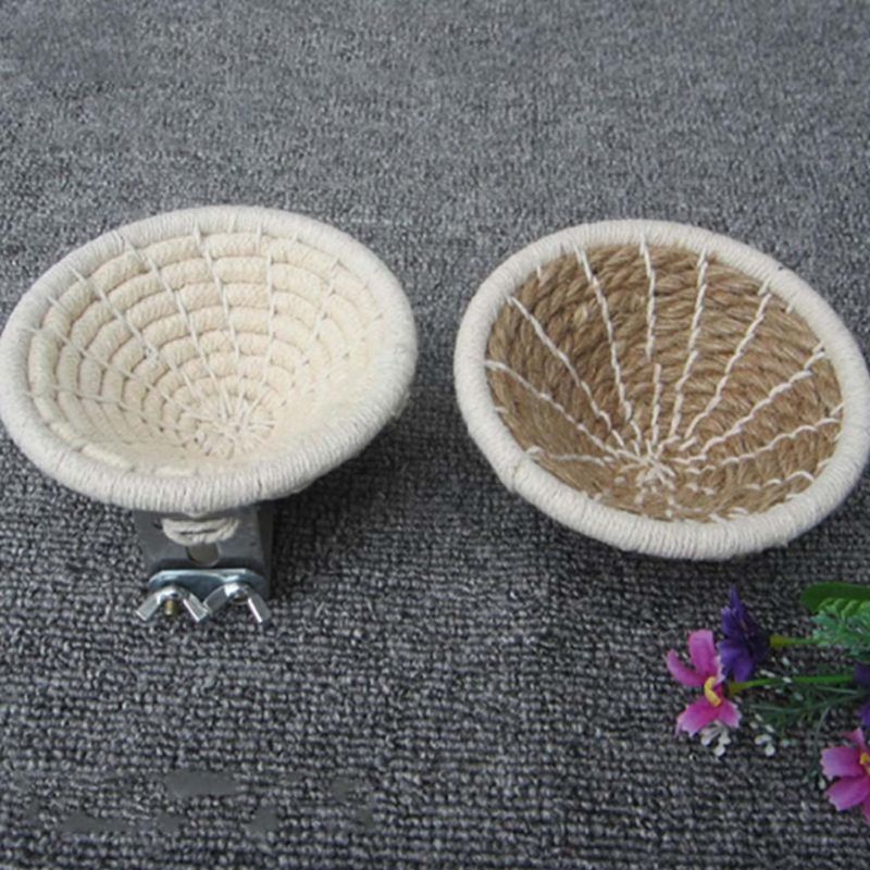Rond tissé à la main coton corde oiseau élevage nid perruche paille soie doux confortable petit perroquet Cage éclosion Den maison animal de compagnie Bir