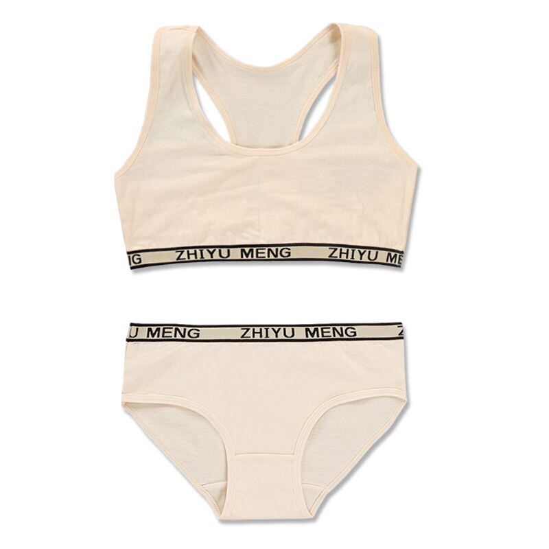 Training Bras Set for Girls Teenage Underwear Set Cotton Underwears for Girls Bra for Teens Children Bras Girl Underwear: Beige