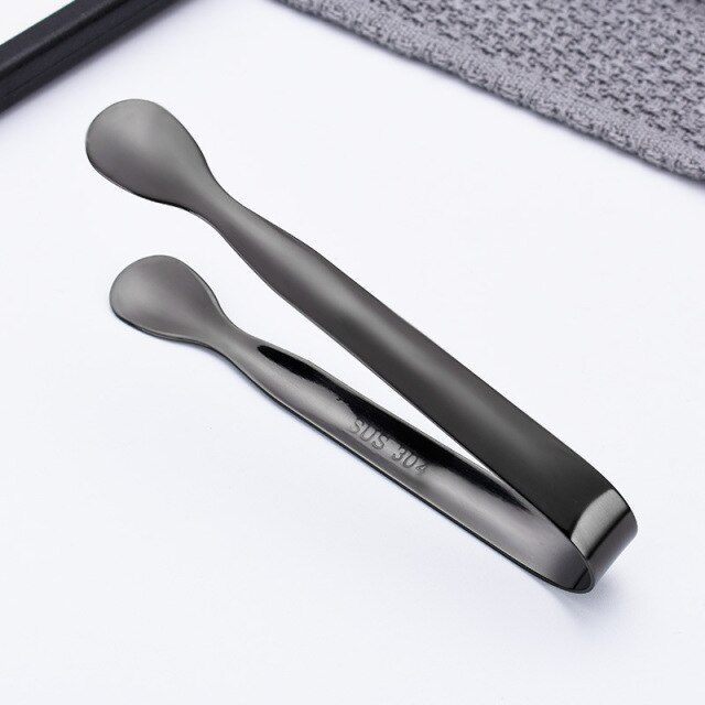 Multicolored Small Tongs Mini Sugar Tongs Mini Serving Tongs Small Kitchen Tongs For Tea Party Coffee Bar Utensilsice Ice Clip: Black