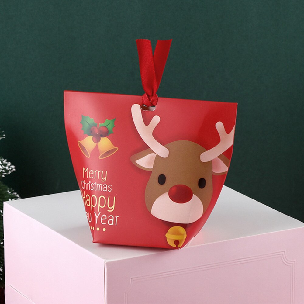 25pcs Christmas Biscuits Box Adorable Cookies Chocolate Cases Xmas Elements Presents Boxes for Home Party Festival (Red, Ek Patt: Red