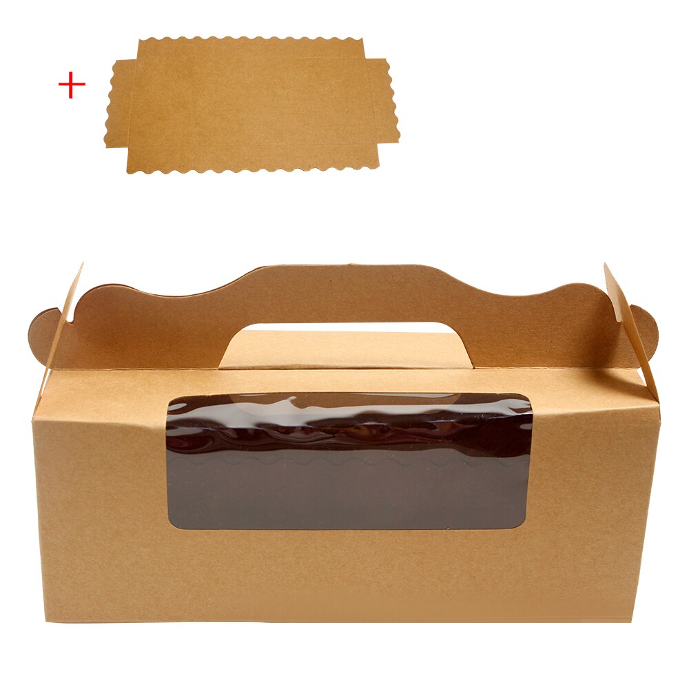Cake Roll Gebak Box Container Draagbare Handgemaakte Muffin Cake Zichtbaar Verpakking Dozen Met Bodem Bakken Levering Party Favor: E / 10PCS
