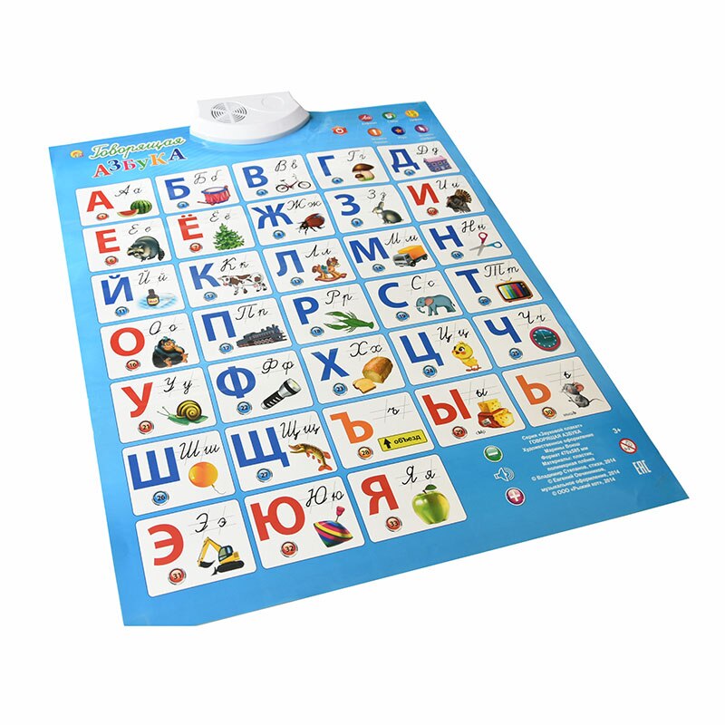 Voorraad Russische Taal Leren &amp; Onderwijs Baby Speelgoed Alfabet Muziek Machine Phonic Wall Opknoping Grafiek Praten Poster