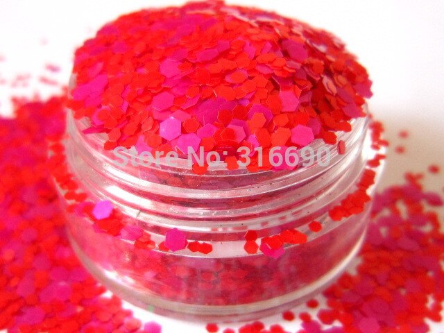 Neon Roze Rood Glitter Matte Glitter Medium Hexagon Hex voor Nail Art Scrapbooking en Ambachten G360