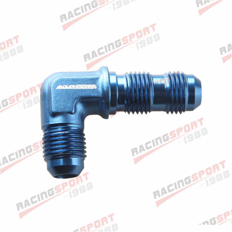 AN6 AN-6 AN06 90 Degree Bulkhead Fitting Adapter Aluminum Alloy Black/Blue