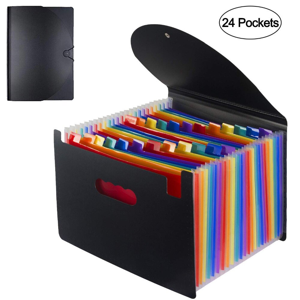 A4 Letter Size Expanding A4 for File Holder Office Supplies Plastic Rainbows Organizer Portable Documents Holder Desk Storage