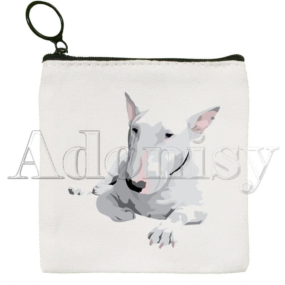 Bull Terrier borsa di tela borsa bianca pura, borsa con cerniera borsa portamonete pochette: O