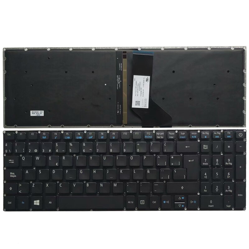Spaanse Laptop Keyboard Voor Acer Aspire 3 A315-21 A315-41 A315-41G A315-31 A315-51 A315-53 A315-53G Sp Zwart Geen Backlight: Backlight