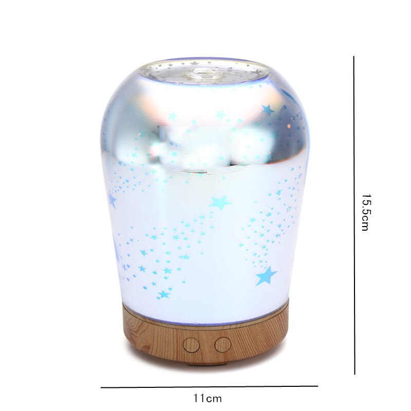 Humidificador de aire con luz led 3D para decoración del hogar, lámpara ultrasónica sirve como difusor y pulverizador de aceite aromático con imágenes de fuegos artificiales en la noche