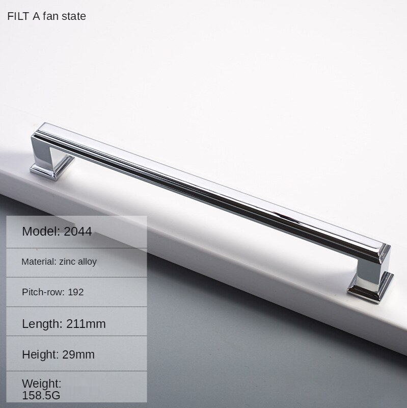 Cabinet Handles Modern Cabinet Handle Square Furniture Hardware Stainless Steel Kitchen Door Knob Cupboard Wardrobe Drawer Pulls: 192-Bright chrome