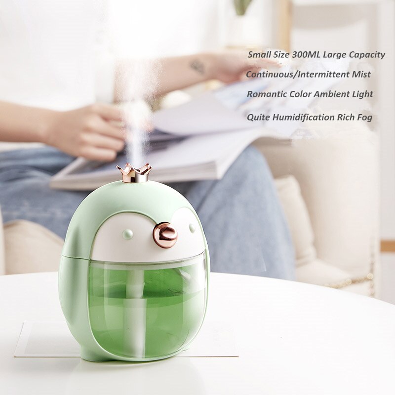 300ML Nette Haustier Pinguin Ultraschall-luftbefeuchter Tragbare USB Aroma Ätherisches Öl Diffusor mit Farbe Nacht Lampe für Heimat