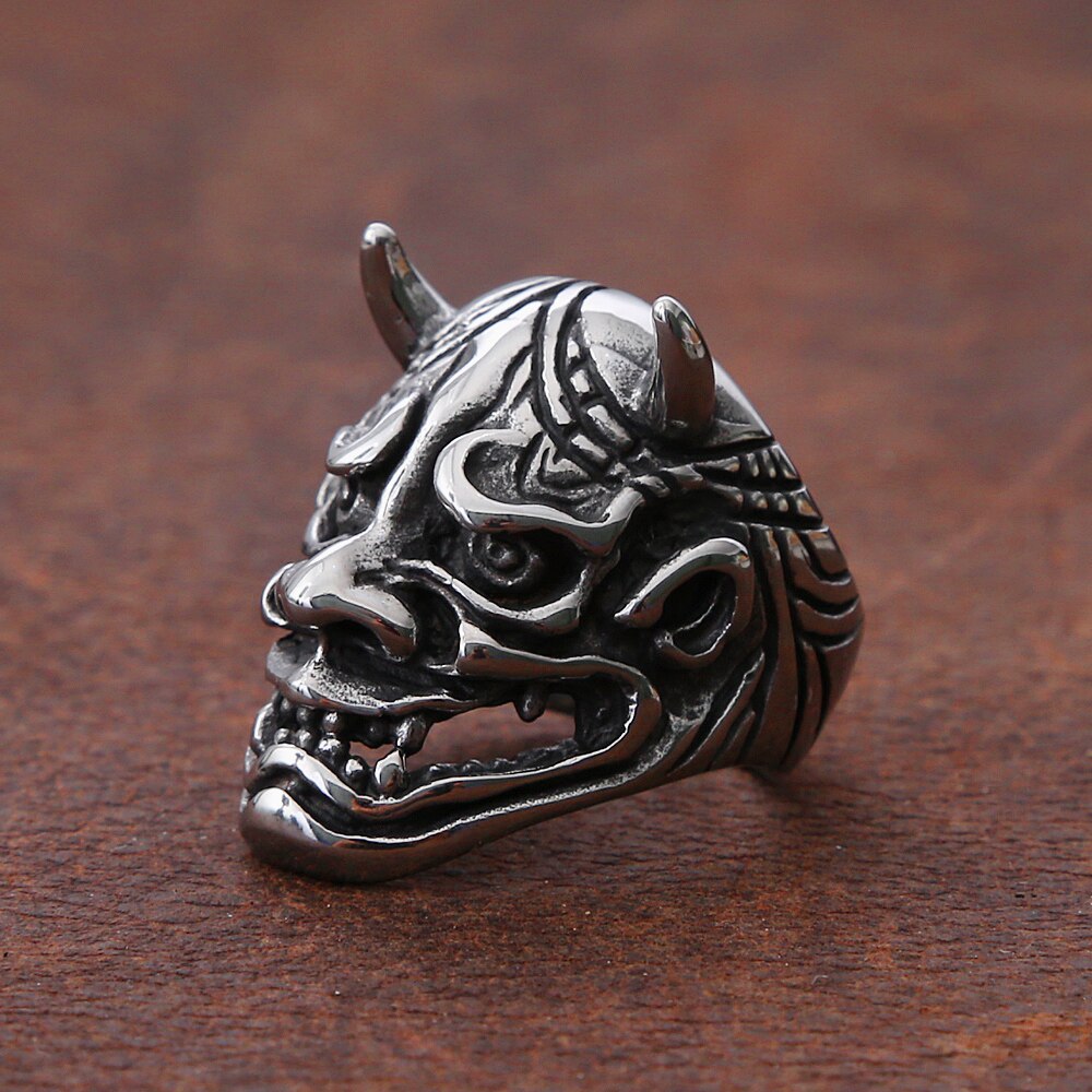 Gothic Skull Bull Hoofd Ring Mannen Punk Hip Hop Japanse Demon Rvs Schedel Ringen Voor Mannen Sieraden