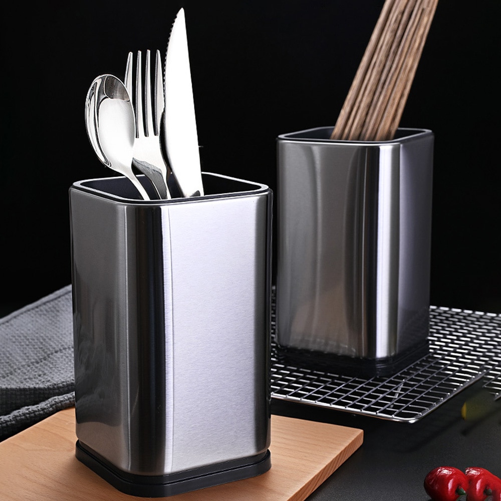 Knivholder rustfrit stål køkkenkniv stativ multifunktionel kokkniv blok køkkenudstyr madlavningsværktøj