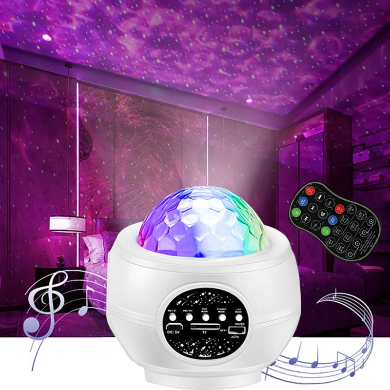 Star Projector Night Light Nebula Lamp Sky Galaxy Ocean Wave Bluetooth Music USB Remote Control Sound Sensor
