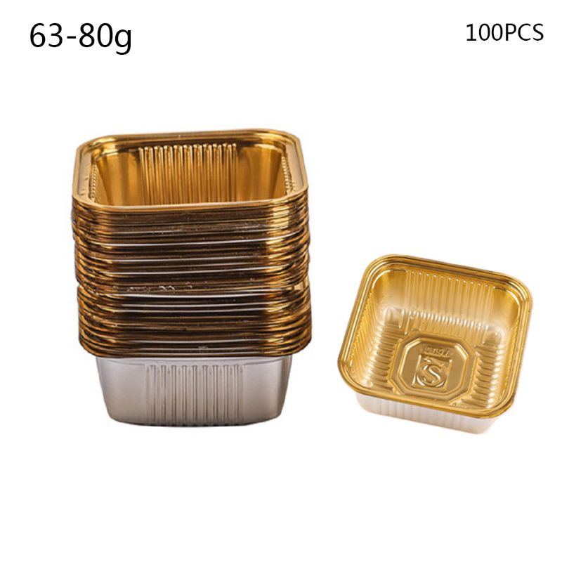 Bandejas de pastel de Luna cuadradas, 100 Uds., 50/63-80/100g, paquete de caja de pastel de Luna, contenedor, soporte para Festival de mediados de otoño: D