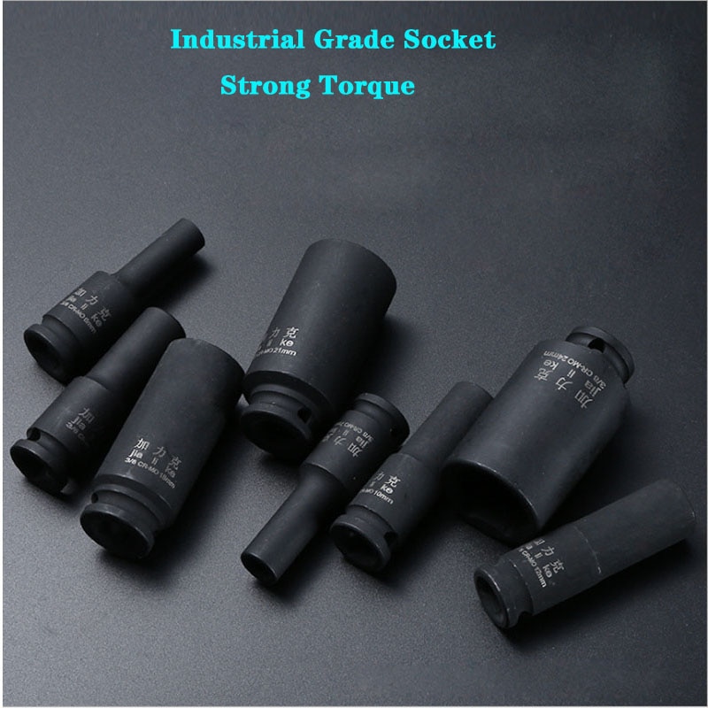 Verktyg slaghylsa set 3/8 " hex pneumatiska elektriska skiftnycklar adapter drivning 6mm-24mm cr-mo metrisk hylsa adapter för slagborr