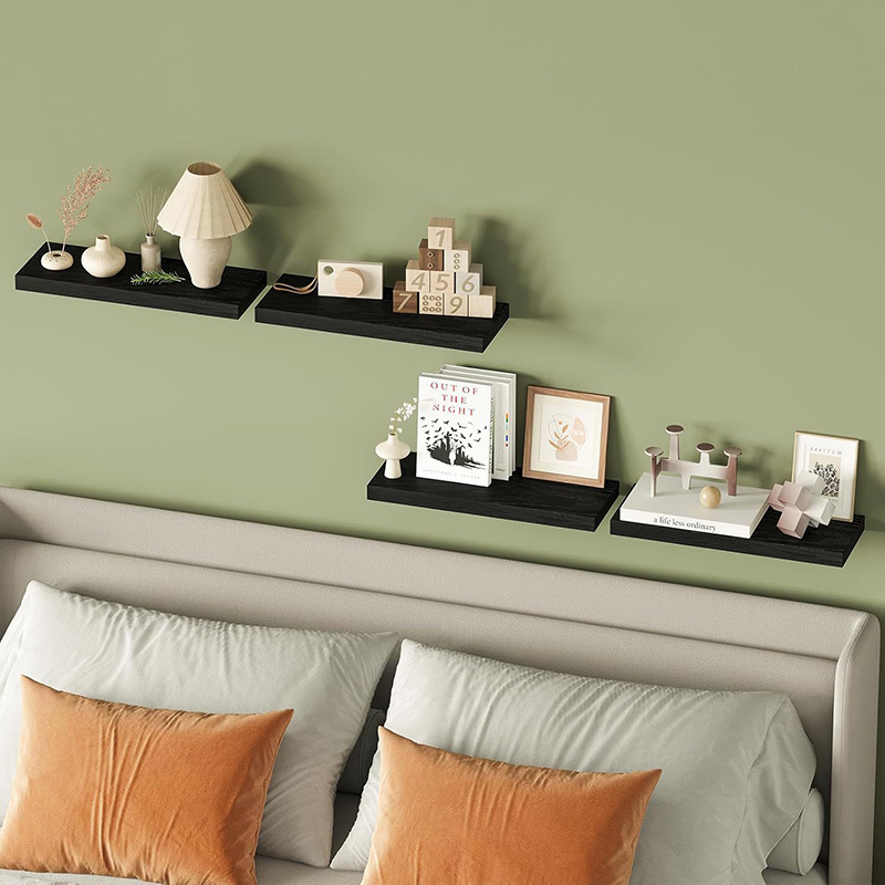 Estantes flotantes invisibles, estantes de madera montados en la pared, estantes para baño, dormitorio, sala de estar, cocina, estante colgante para Boo