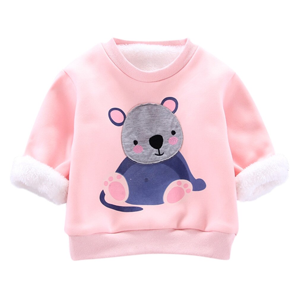 Kids Peuter Baby Jongens Meisjes Warme Dikke Fleece Cartoon Sweatshirt Trui Tops Warme Kleding Winter kinderen Jas Trui: Pink 3 / 4T