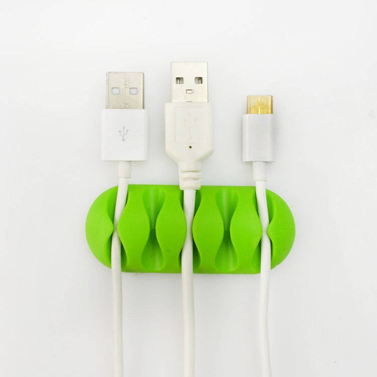 Mini bil trådhållare plast för hörlurar stationär usb kabel kabelklämma självhäftande linje lås klämma kabel arrangör tie fixer: Grön