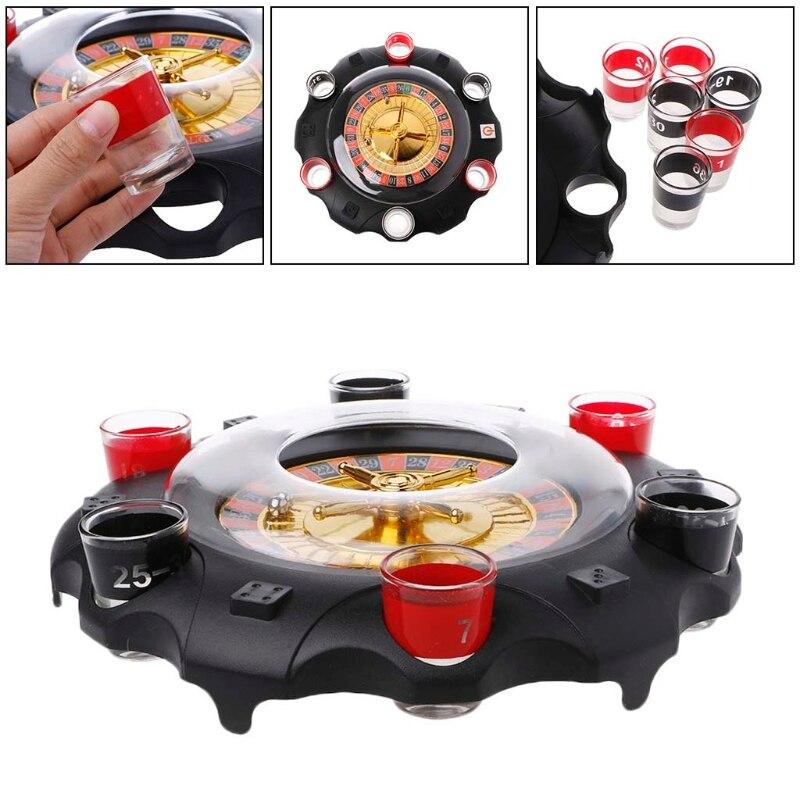 1 Set Electric Drinking Game Set Roulette Adult Party Casino Style 6 Shot Glasses Adults Kids Children Party Games Toy Prop