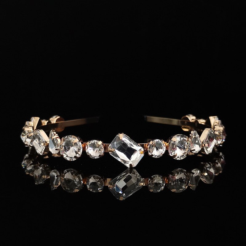 Ladies Tiaras Full Crystal Simple Hair Bands Hair Hoops Lady super flash Wedding Hair Accessories: XZ403white