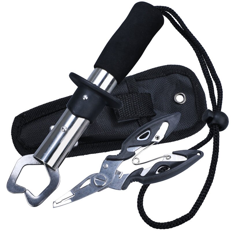 Sougayilang Vissen Tang Vis Grip Gereedschap Set Saltwater Slip Aluminium Tang Eva Handvat Split Ring Haak Remover
