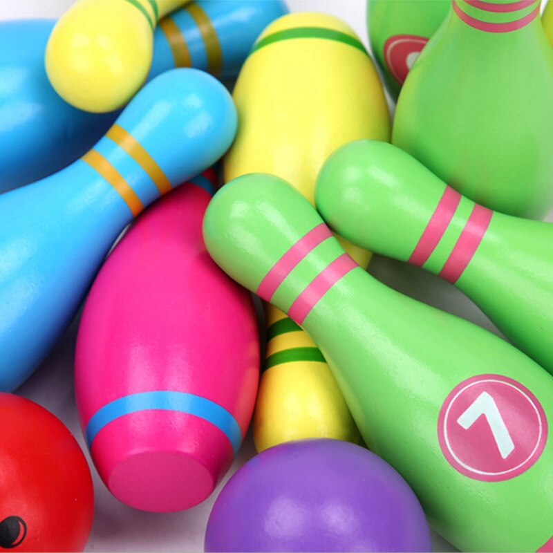 Kids Bowling Toys Set ,10 Colorful Pins 2 Balls,Toddlers Toys Printed with Number for Boys Girls 1-6 Years Old ball diamete