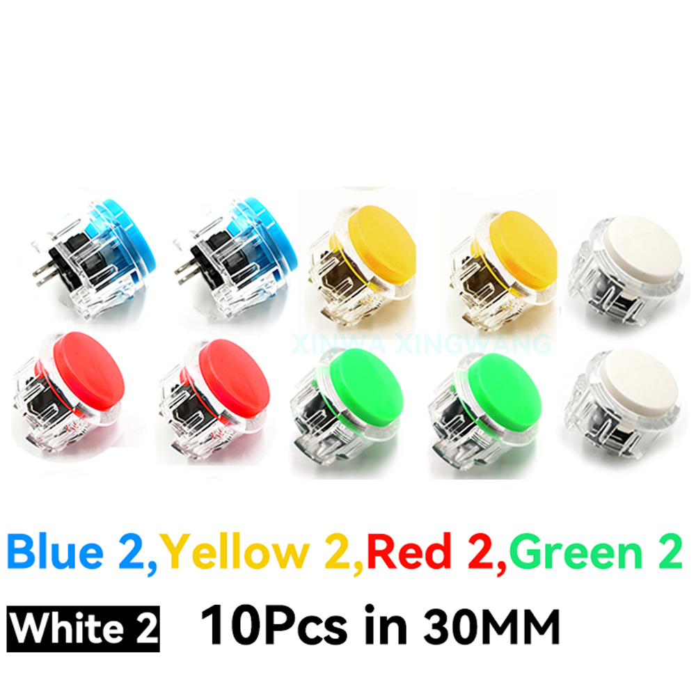 10 pçs 24mm 30mm botão interruptor de partida do jogo para copiar caixa sanwa máquina jogo arcade joystick console zero atraso placa diy: Cinza escuro