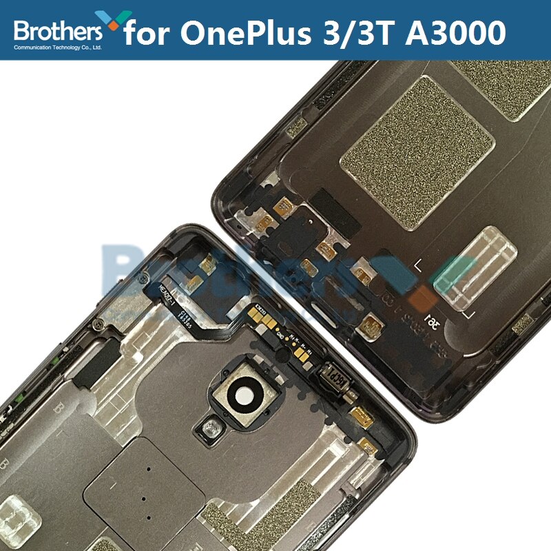 Cubierta trasera para Oneplus 3 3T A3000 carcasa de batería con lente de cristal de cámara cable Flex con vibrador para Oneplus3 3T A3010 Puerta de batería