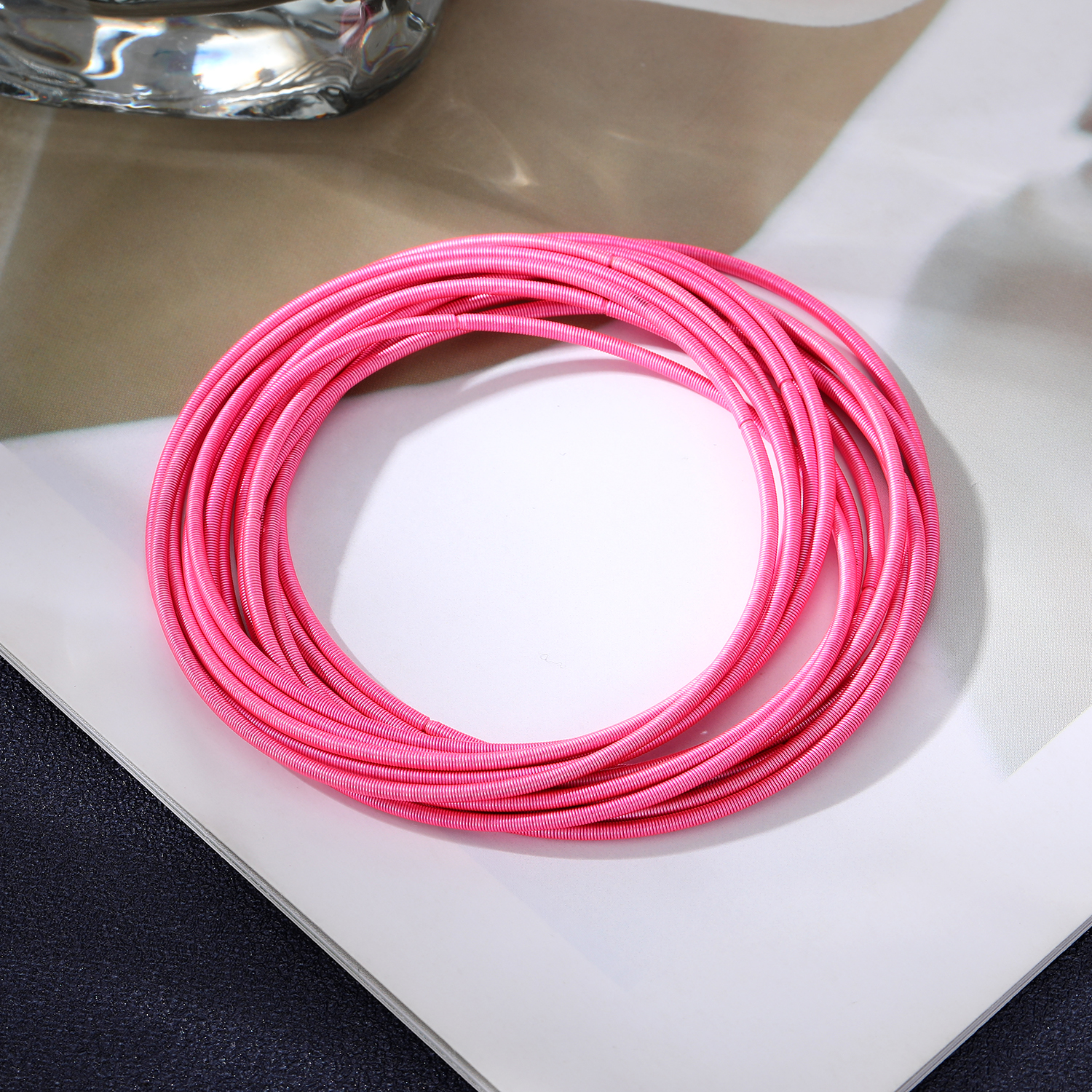 Stainless Steel Spring Bracelet Set Bohemian Style Color Bracelet 12 laps Set: ROSE GOLD COLOR