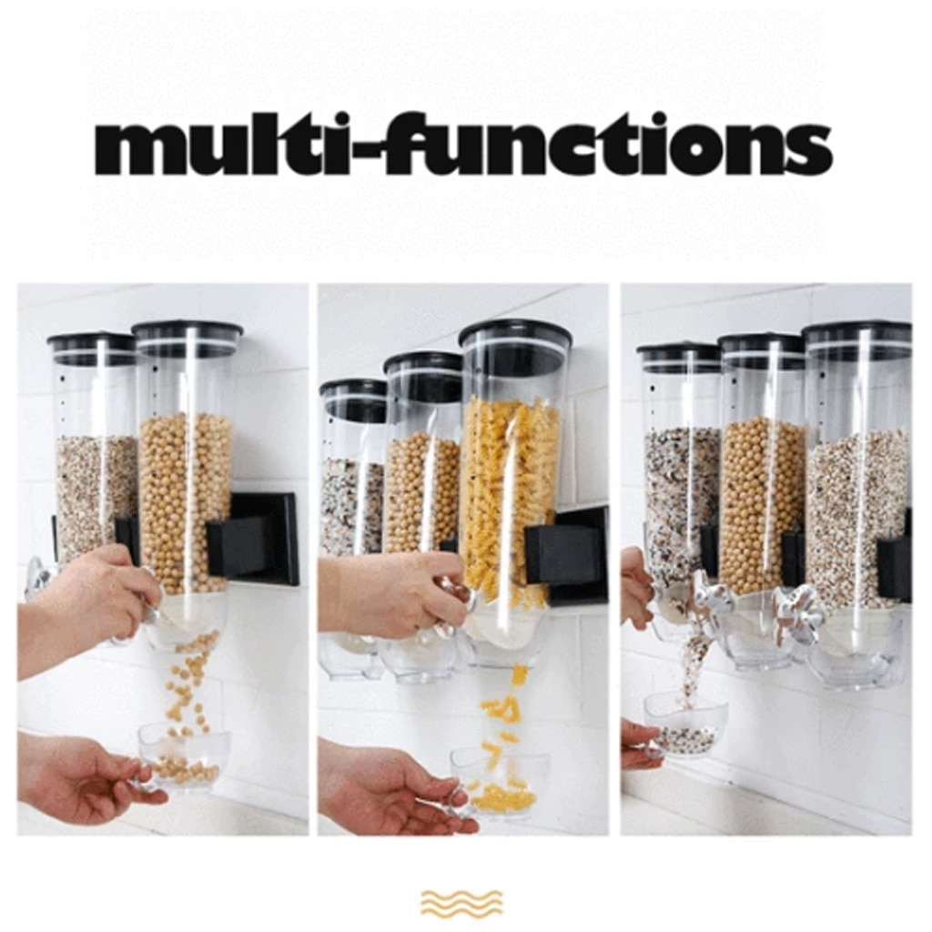 Cereal Dispenser Double Single Dry Food Snack Grain Canister Plastic Storage Container Wall Hanging Home Organizer Tanks