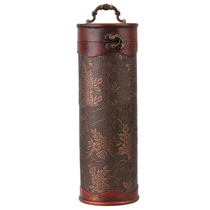 Cilindro Vintage Retro de madera Vintage botella de vino almacenamiento caja de estuche protector tapón de botella mantener vino caja para almacenamiento fresco