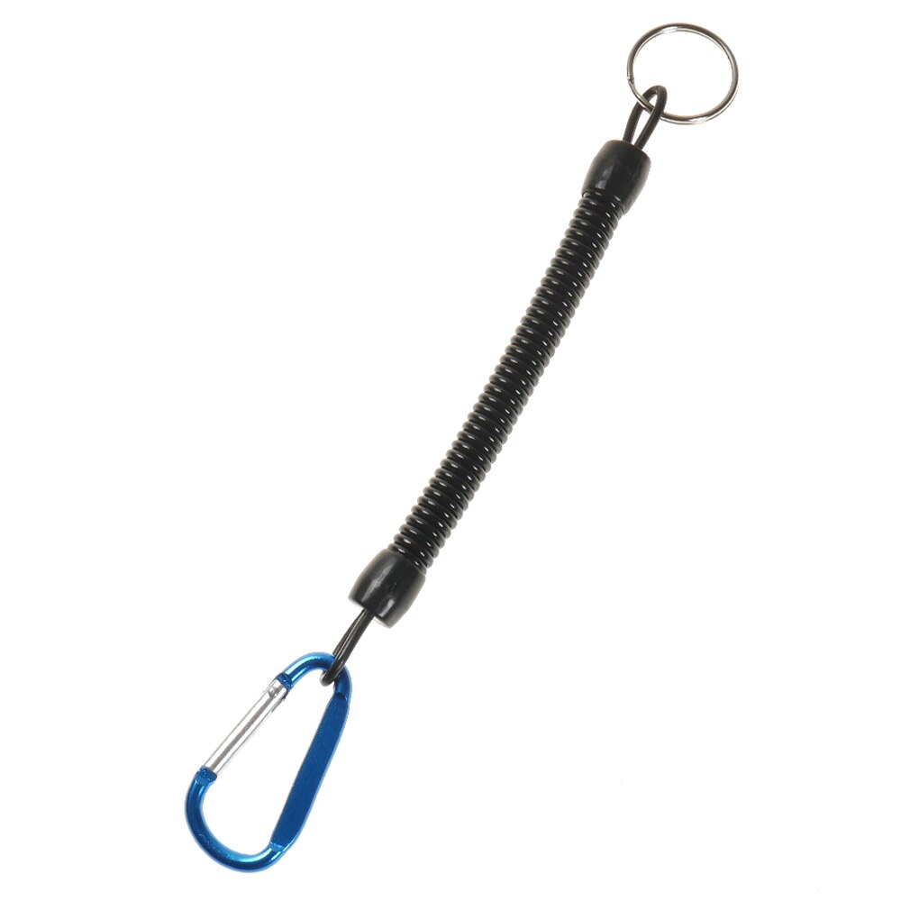 Cuerda de Seguridad para pesca en bote mosquetón con forma de D, hebilla de Camping, bloqueo de seguridad, cordón de pesca, pinzas seguras, empuñaduras de labios, cuerda de resorte: Azul