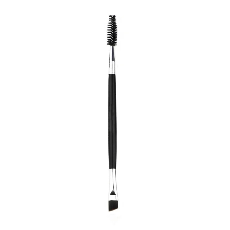 Cepillo de pestañas de doble cabeza, peine para cejas, cepillo para cejas, cepillos de maquillaje profesionales para cejas, herramientas de maquillaje para extensión de pestañas: Negro